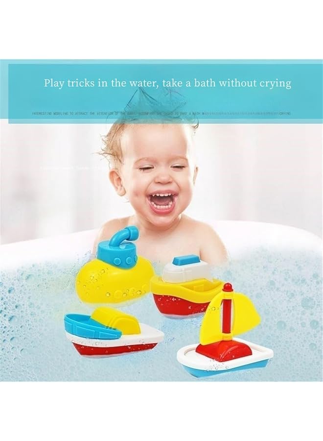 KASTWAVE Baby Bath Toys 4 Pcs Little Boat Train Bath Toy Bath Toys Bathtime Floating Boat Plastic Ship Model For Toddlers Kids Birthday Gift For Kids - Image 2