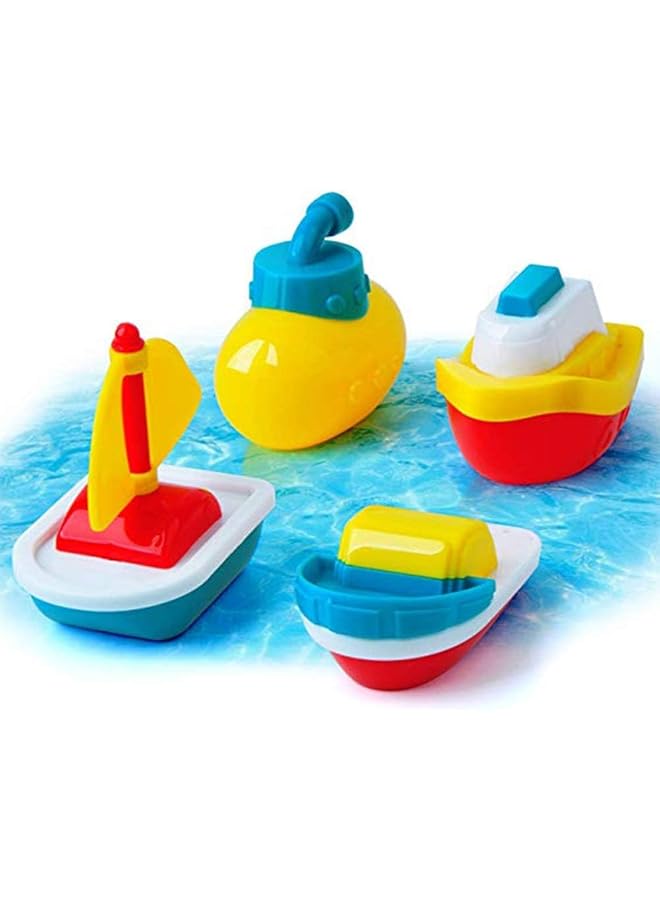 KASTWAVE Baby Bath Toys 4 Pcs Little Boat Train Bath Toy Bath Toys Bathtime Floating Boat Plastic Ship Model For Toddlers Kids Birthday Gift For Kids - Image 1