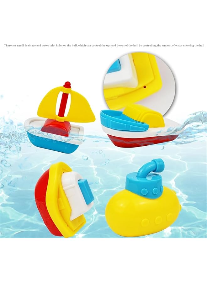 KASTWAVE Baby Bath Toys 4 Pcs Little Boat Train Bath Toy Bath Toys Bathtime Floating Boat Plastic Ship Model For Toddlers Kids Birthday Gift For Kids - Image 3