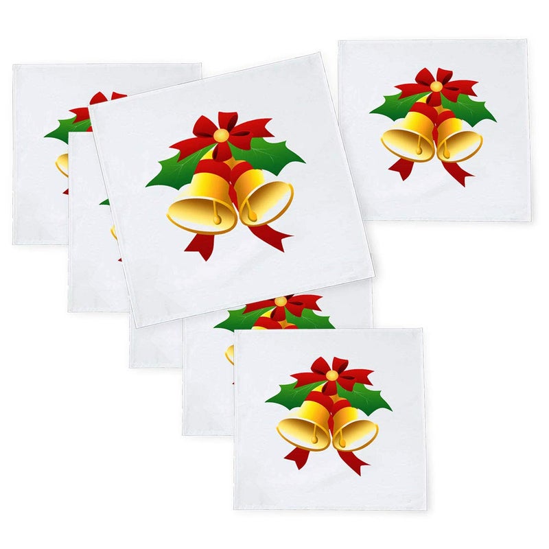 Khakee 6 Pcs Christmas Theme Tafta Silk Table Napkins 10x 10 for Xmas Decoration Christmas OrnamentsChristmas Gift npxmas250P - Image 1