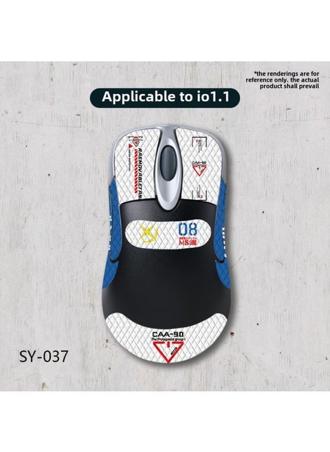Suitable For Microsoft IO1.1 Mouse Anti-slip Stickers Full Set With Back Stickers Lizard Skin Protective Stickers Anti-sweat Suction Generation Wholesale-Color:io1.1-SY-037 White Gundam/White Diamond-Full Package