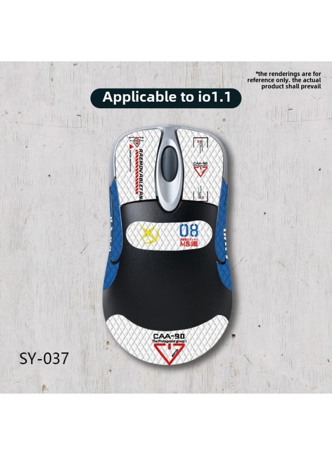 Suitable For Microsoft IO1.1 Mouse Anti-slip Stickers Full Set With Back Stickers Lizard Skin Protective Stickers Anti-sweat Suction Generation Wholesale-Color:io1.1-SY-037 White Gundam/White Diamond-Full Package