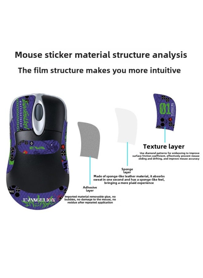 Suitable For Microsoft IO1.1 Mouse Anti-slip Stickers Full Set With Back Stickers Lizard Skin Protective Stickers Anti-sweat Suction Generation Wholesale-Color:io1.1-SY-037 White Gundam/White Diamond-Full Package