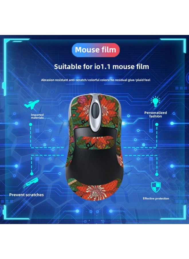 Suitable For Microsoft IO1.1 Mouse Anti-slip Stickers Full Set With Back Stickers Lizard Skin Protective Stickers Anti-sweat Suction Generation Wholesale-Color:io1.1-SY-037 White Gundam/White Diamond-Full Package