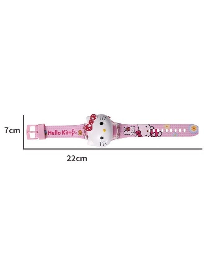 Hello Kitty Cartoon Children's Watch, Children's Watch Toy with Light Effect, Kids Electronic Watch with Music, Flip-top Cartoon Watch for Kids - Image 2
