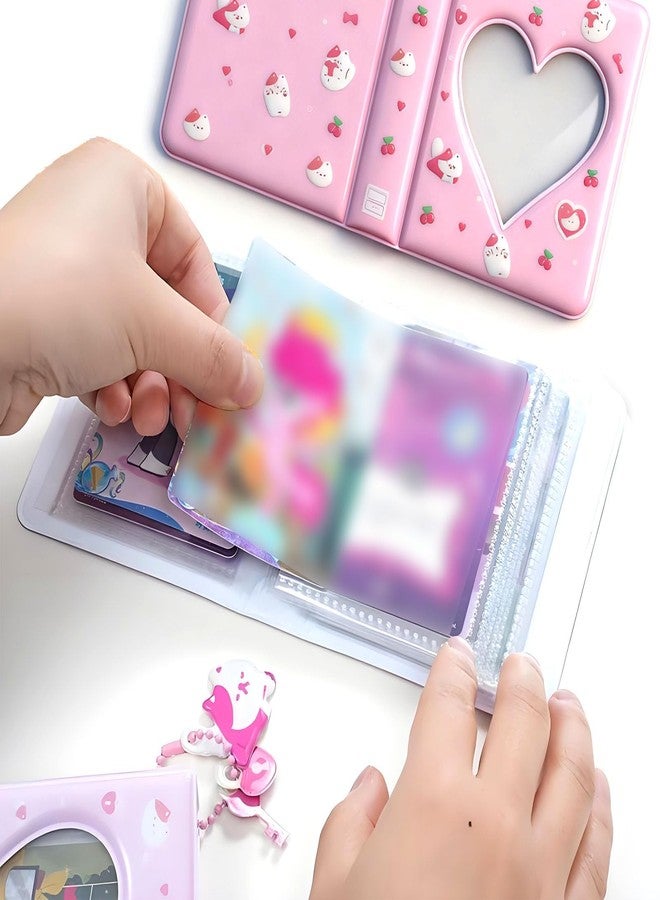 Nextpal Mini Photocard Binder, Heart Hollow Portable Photos Card Book with Lovely Pendant, Cute Style Kpop Card Holder Collectible Album for Fans (Pink 1 Pcs) - Image 4