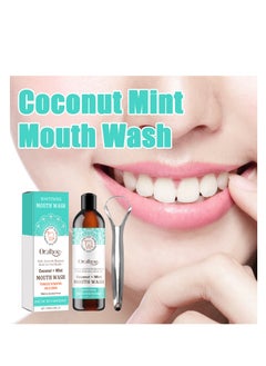 ORALHOE Coconut Mint Mouthwash, Coconut Whitening Mouthwash, Tongue Scraping Mouthwash,  Breath Freshening Mouthwash, Mouth Rinse Teeth Whitening