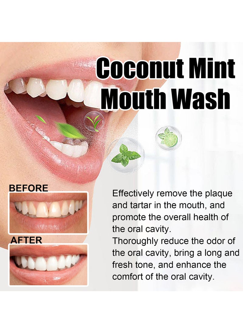 ORALHOE - ORALHOE Coconut Mint Mouthwash, Coconut Whitening Mouthwash, Tongue Scraping Mouthwash,  Breath Freshening Mouthwash, Mouth Rinse Teeth Whitening - Image 1