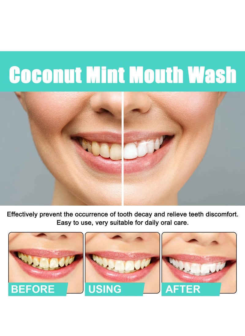 ORALHOE - ORALHOE Coconut Mint Mouthwash, Coconut Whitening Mouthwash, Tongue Scraping Mouthwash,  Breath Freshening Mouthwash, Mouth Rinse Teeth Whitening - Image 1