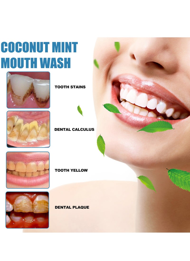 ORALHOE - ORALHOE Coconut Mint Mouthwash, Coconut Whitening Mouthwash, Tongue Scraping Mouthwash,  Breath Freshening Mouthwash, Mouth Rinse Teeth Whitening - Image 1