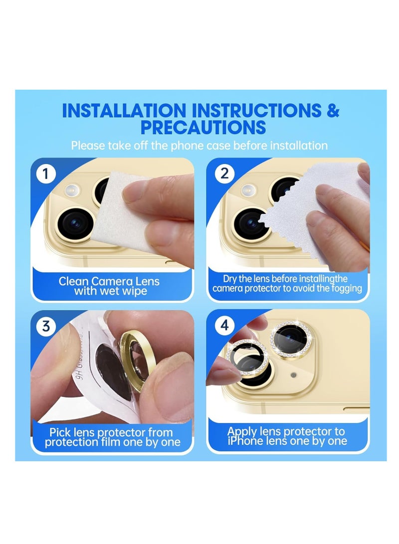 Glass Screen Protector For Camera Lens Compatible With Apple Iphone 14/14 Plus - gold  - Image 5