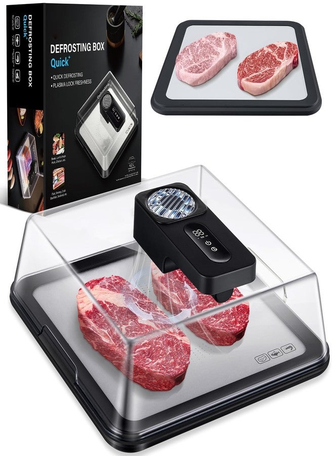 AuntyFey Rapid Defrosting Tray for Frozen Meat, Meat Thawing Tray for Frozen Meat with Airflow Technology, Meat Defroster, Smart Defrosting Mat, Thawing Mat, No Cold/Warm Water Required, Black - Image 1
