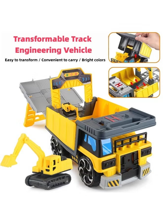 Vixplorn Engineering Vehicles Toy Set, Construction Truck Toys Set, 2-in-1 Hobby Car Toy, Transformation Toy Car, Fire Engineering Vehicle Toy, Friction Powered Car, Multifunction Fire Rescue Engineering Truck, Kids Boys Girls Toy Car Set, Educational Construction Vehicle, Pretend Play Fire Truck, Gift Toy for Children - Image 3