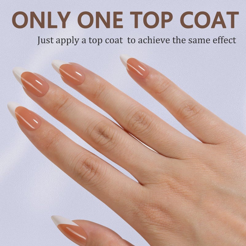 Misssix French Gel Nail Tips, 150Pcs French Tip Press on Nails Medium Almond Brown, No Need to File 3 in 1 Tips Pre-lasting, Fake Nails for Nail Art DIY 15 Sizes - Image 2