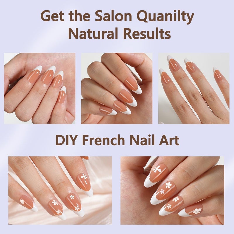 Misssix French Gel Nail Tips, 150Pcs French Tip Press on Nails Medium Almond Brown, No Need to File 3 in 1 Tips Pre-lasting, Fake Nails for Nail Art DIY 15 Sizes - Image 3