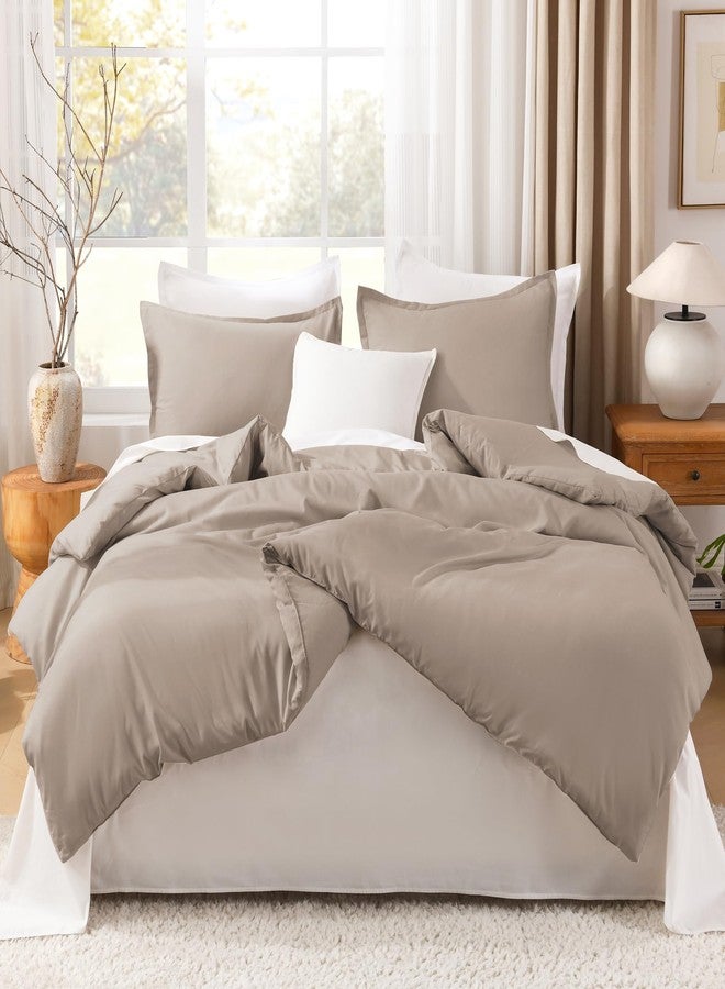 Litanika Light Coffee Oversized King Comforter Set Super King Plus Size, 3 Pieces Lightweight Solid Bedding Comforter Set, All Season Fluffy Bed Set (128x120In Comforter & 2 Pillowcases) - Image 4