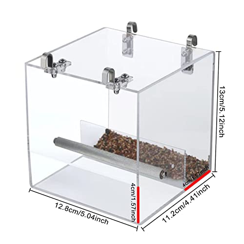 Xxmbbjy No Mess Bird Feeder for Cage, Automatic Acrylic Bird Feeder Seed Catcher Tray Cage with Stainless Steel Hooks for Small Parrots Canary Parakeet Budgerigar Crested Cockatiel Lovebird (Small) - Image 2