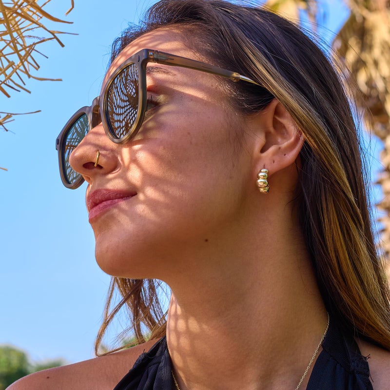 LLWOM Gold Hoop Earrings for Women-14k Gold Plated Thick C-hoop Earrings Hypoallergenic Lightweight Hoops Gifts - Image 4
