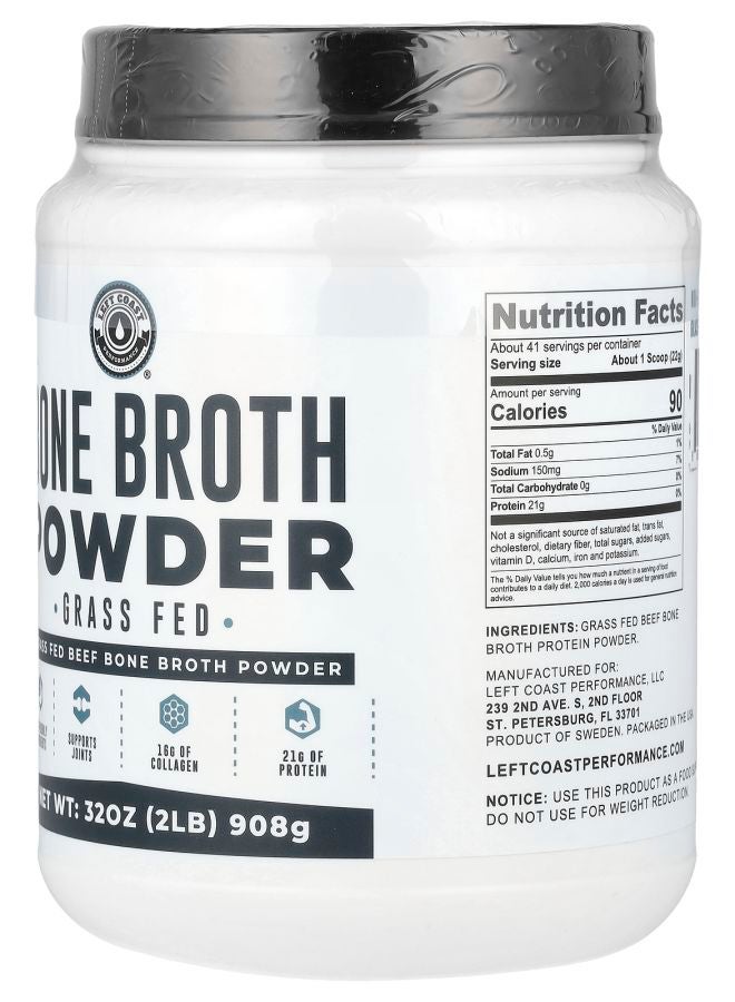 Left Coast Performance Bone Broth Powder Beef 32 oz (908 g) - Image 2
