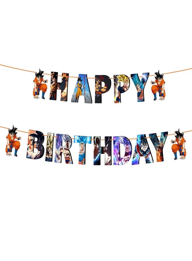 Seyal Son Gooku Happy Birthday Banner, Anime Style Birthday Decoration for Party Celebrations, Colorful Letter Banner with Bold Design for Wall, Backdrop, and Event Decor - Image 1