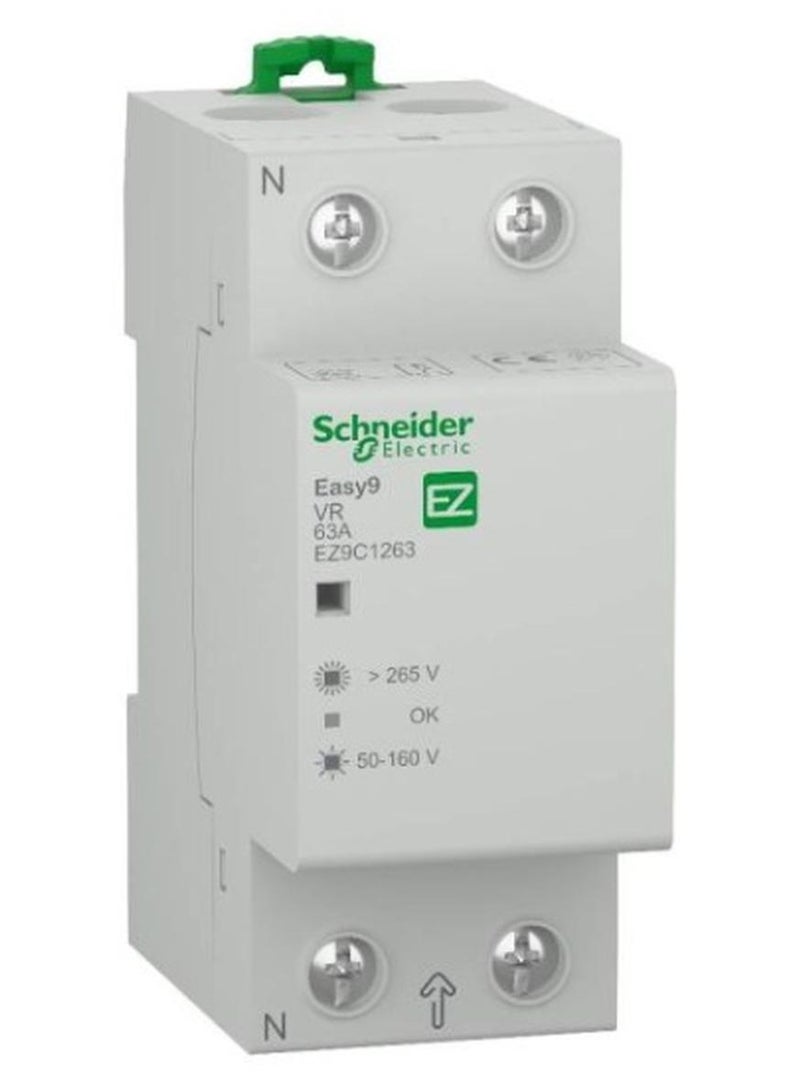 Schneider Electric Easy9 EZ9C1263, 2P 63A Voltage Relay, Home Protection Device