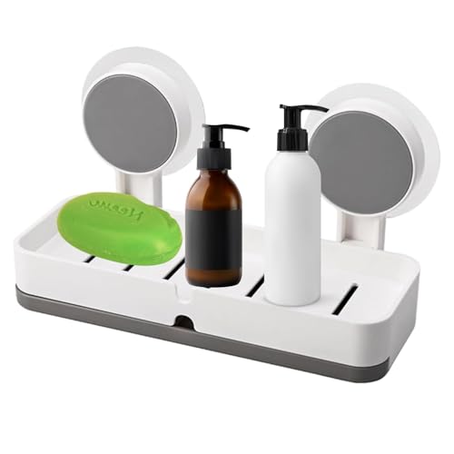 OLMARTT KITCHENWARE Plastic Wall Mounted Drain Soap Box for Bathroom | Non-Drill Wall Mount Magic Sticker Self Adhesive Soap Stand for Bathroom with Removable Drain Tray - Image 1
