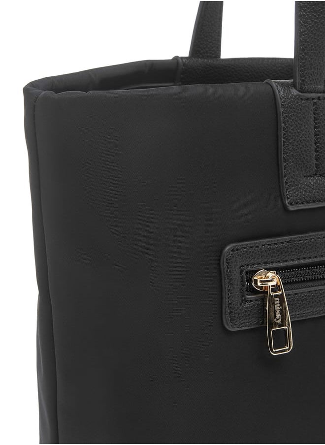 MISSY Womens Missy Solid Tote Bag With Double Handle And Zip Closure  - Image 5
