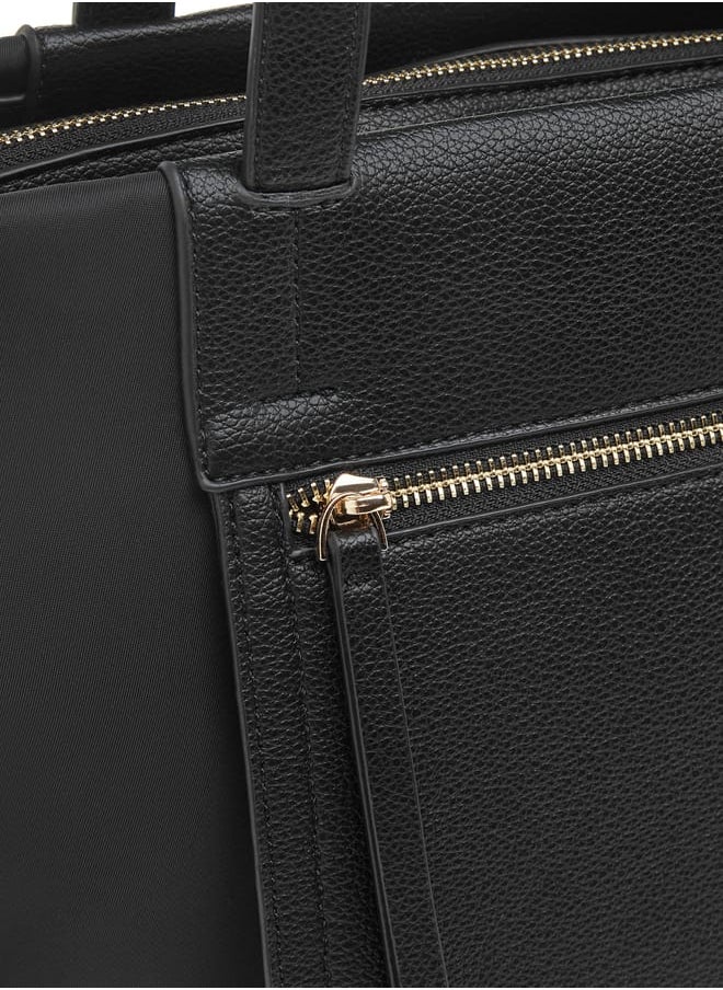 MISSY Womens Missy Solid Tote Bag With Double Handle And Zip Closure  - Image 4