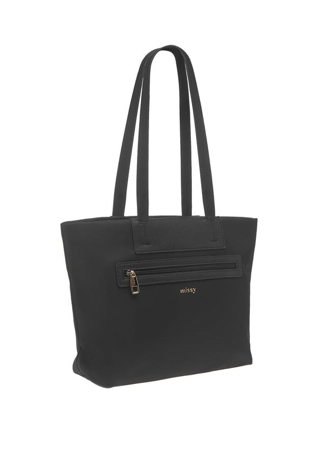 MISSY Womens Missy Solid Tote Bag With Double Handle And Zip Closure  - Image 3