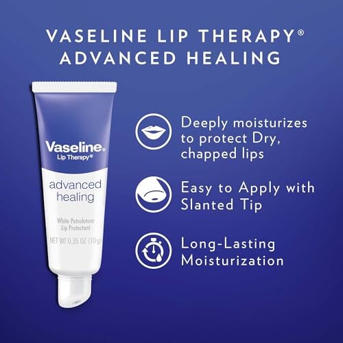 Vaseline Lip Therapy Advanced Healing 3-Pack – White Petroleum Moisturizing Lip Balm for Extremely Dry Lips, 0.35 Oz Ea - Image 4