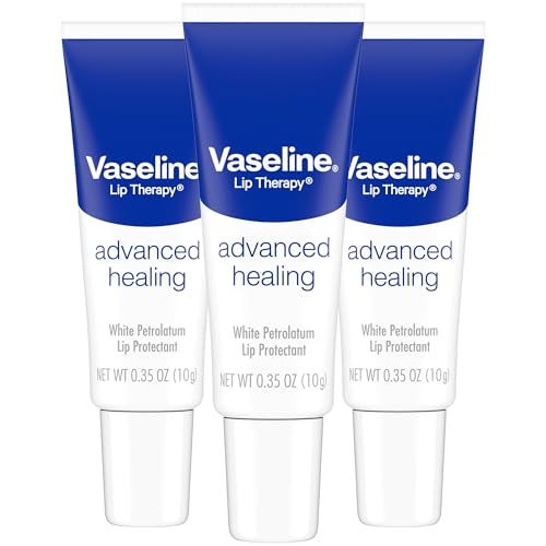 Vaseline Lip Therapy Advanced Healing 3-Pack – White Petroleum Moisturizing Lip Balm for Extremely Dry Lips, 0.35 Oz Ea - Image 1