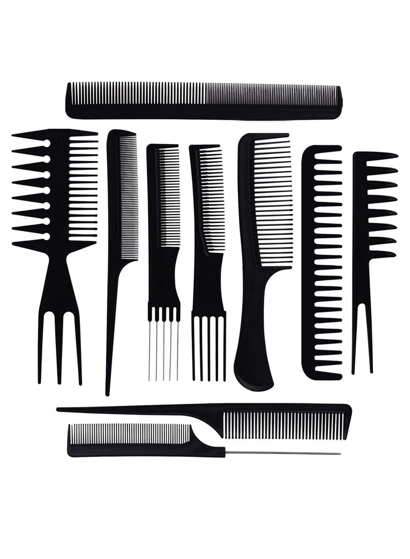 10 PCS Hair Stylists Professional Styling Comb Set Variety Pack Great for All Hair Types & Styles - Image 1