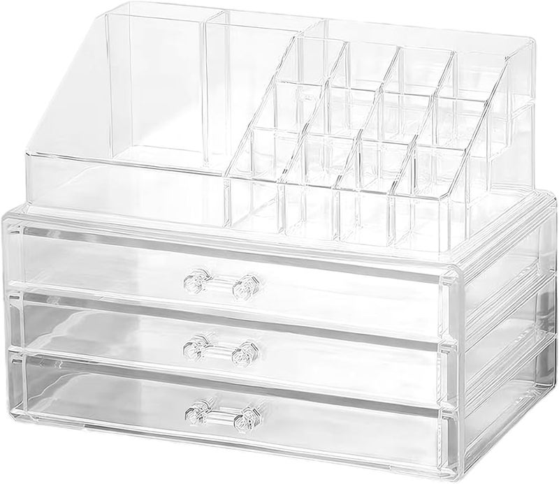 منظم مكياج أكريليك شفاف 3 درج للتخزين لطاولة الزينة ديكور الحمام طاولة الزينة - Image 2