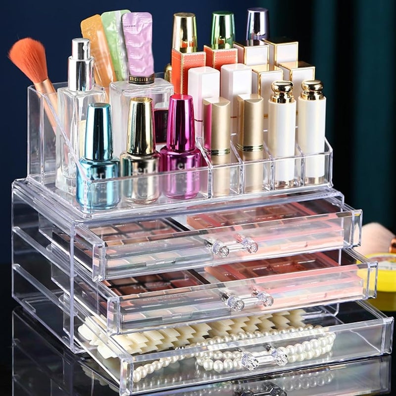 منظم مكياج أكريليك شفاف 3 درج للتخزين لطاولة الزينة ديكور الحمام طاولة الزينة - Image 3