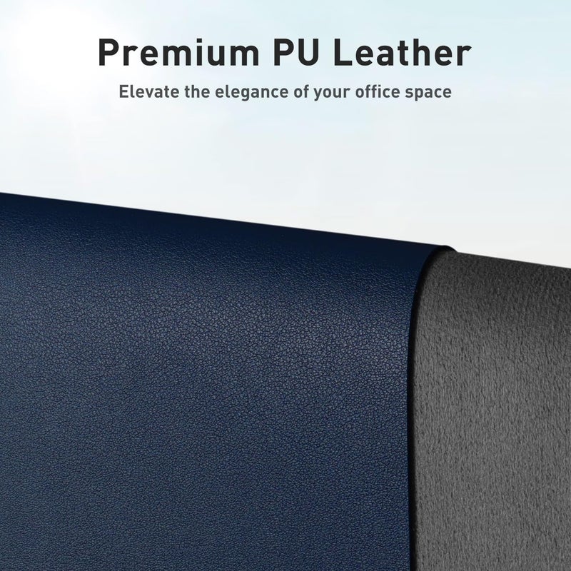 Aothia Leather Desk Pad Protector, Mouse Pad, Office Desk Mat, Non-Slip PU Leather Desk Blotter, Laptop Desk Pad, Waterproof Desk Writing Pad for Office and Home (Dark Blue,23.6" x 13.7") - Image 2