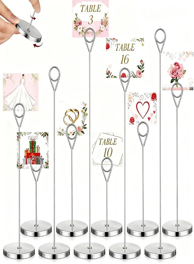 Faccito 10 Pcs Removable Table Number Holders 5 Size Card Holder Metal Name Number Menu Memo Note Picture Photo Clip Stand Table Sign for Wedding Birthday Valentine's Day(Matt Nickel) - Image 1