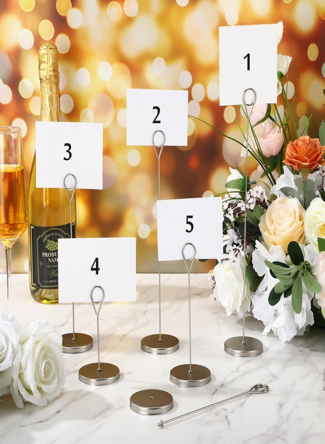 Faccito 10 Pcs Removable Table Number Holders 5 Size Card Holder Metal Name Number Menu Memo Note Picture Photo Clip Stand Table Sign for Wedding Birthday Valentine's Day(Matt Nickel) - Image 4