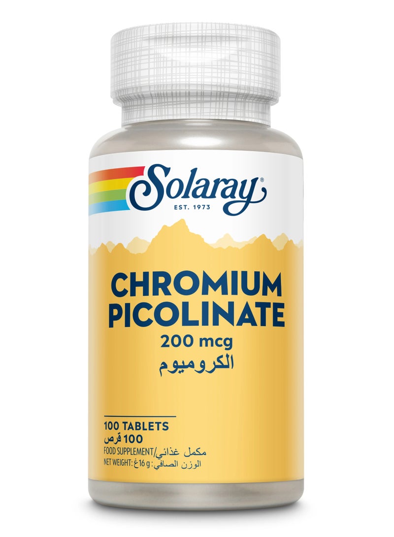 Solaray Chromium Picolinate 200 Mcg 100 Tablets - Image 1