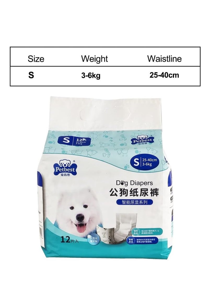 NNC PETS 12Pcs Male dog diapers for Small breeds, Disposable pet diapers with Elastic stretch, Wetness indicator, Absorbent & Leak-proof design, Suitable for Incontinence & Training S (3-6Kg) - Image 4