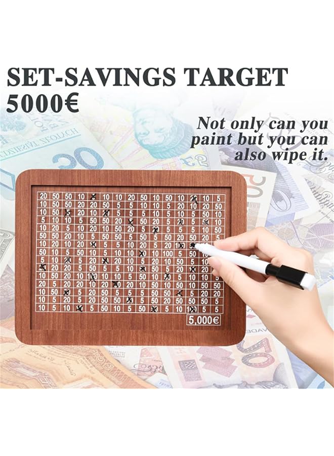 erorex Money Box With Counter Reusable Wooden Money Box Retro Money Bank With 500 1000 2000 3000 5000 10000 Money Saving Target Wooden Money Bank For Kids Adults To Create Emergency Fund - Image 5