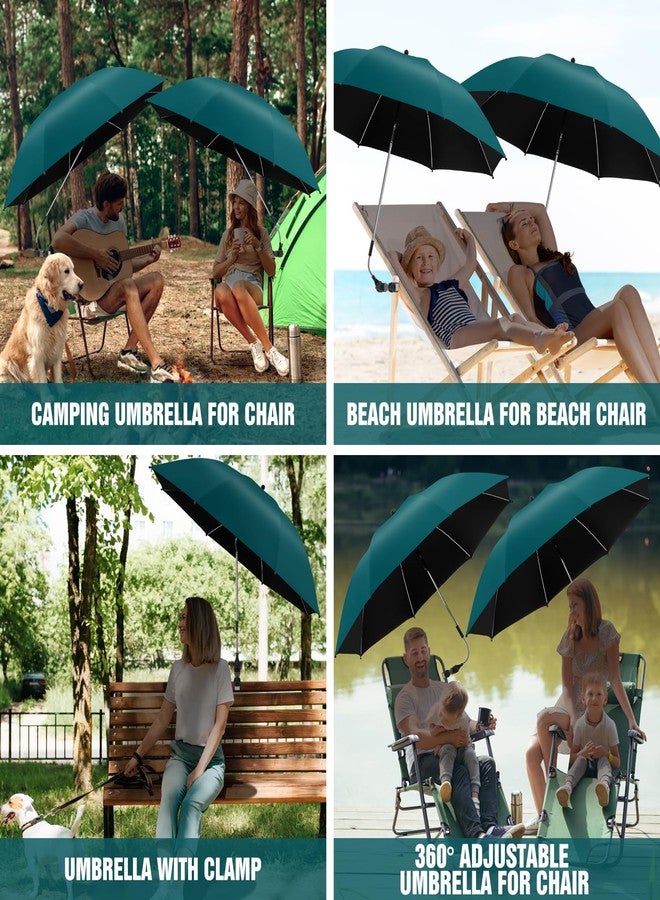 NBtoUS 2 PACK Chair Beach Umbrella with Clamp, 360 ° Adjustable Umbrellas for Chair, UPF50+ Umbrellafor Beach Chair, Patio Chair, Camping Chair (Blackish Green) - Image 5