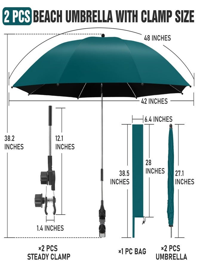 NBtoUS 2 PACK Chair Beach Umbrella with Clamp, 360 ° Adjustable Umbrellas for Chair, UPF50+ Umbrellafor Beach Chair, Patio Chair, Camping Chair (Blackish Green) - Image 4