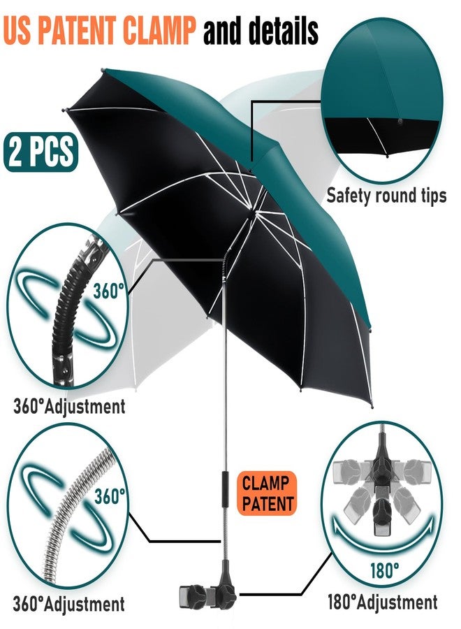 NBtoUS 2 PACK Chair Beach Umbrella with Clamp, 360 ° Adjustable Umbrellas for Chair, UPF50+ Umbrellafor Beach Chair, Patio Chair, Camping Chair (Blackish Green) - Image 3