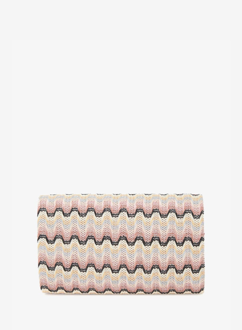 Styli Flap Patterned Clutch with Chain Strap - Image 3