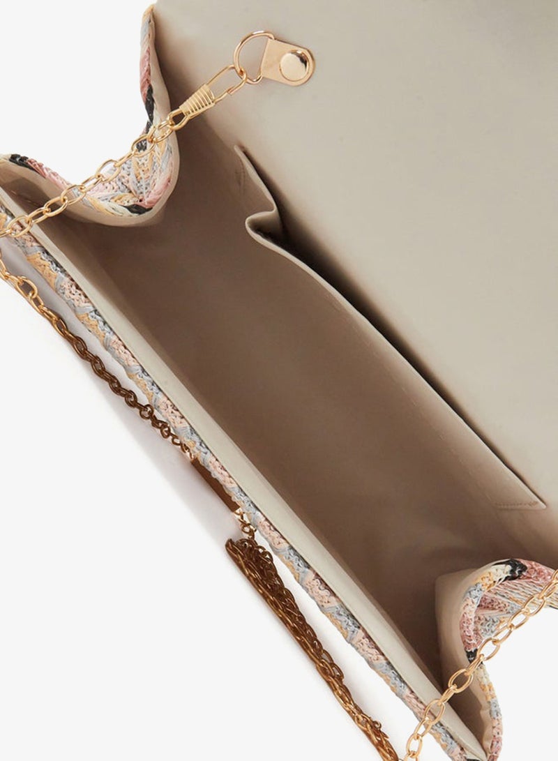 Styli Flap Patterned Clutch with Chain Strap - Image 4