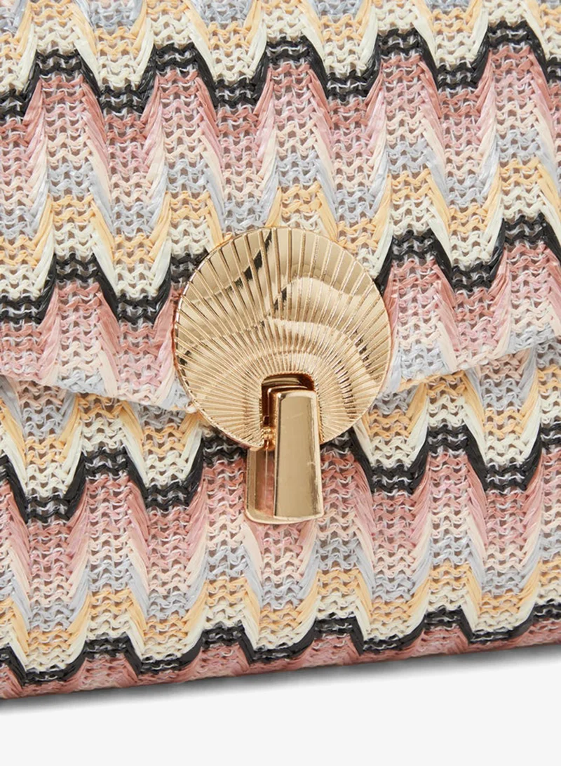 Styli Flap Patterned Clutch with Chain Strap