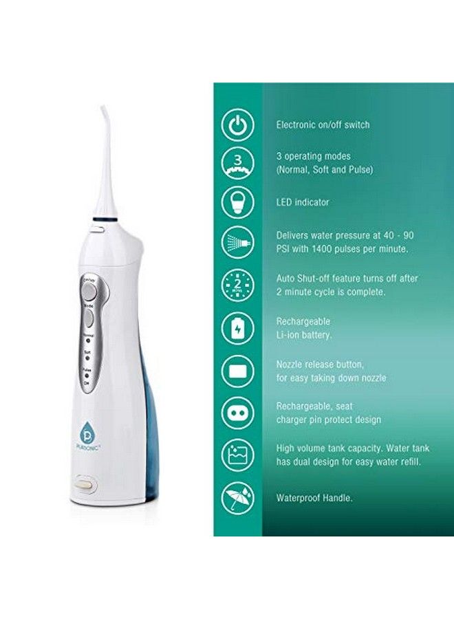 Pursonic Usb Rechargeable Oral Irrigator Water Flosser Helps Remove Plaque And Dilute Harmful Toxins - Image 3