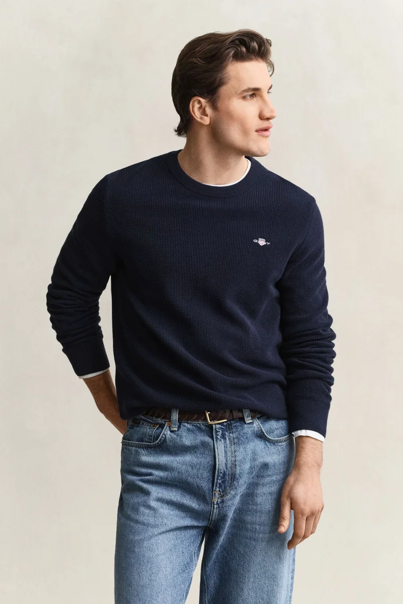 Gant Micro Textured Cotton C-Neck
