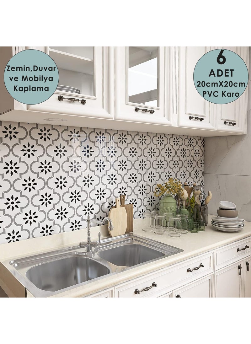 Technosmart 6PCS 20CM×20CM Self Adhesive Wall Covering Kitchen Bathroom PVC Sticker Decoration  - Image 2