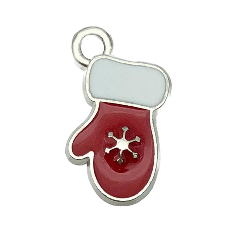 White K Oil Drop Alloy Santa Christmas Tree DIY Earring Pendants Gloves 20x12mm-1g-19654